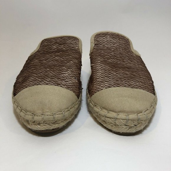 C Wonder Size 6 Flats Slides Espadrille Rose Gold Silver Sequin Elloquent - Picture 3 of 9
